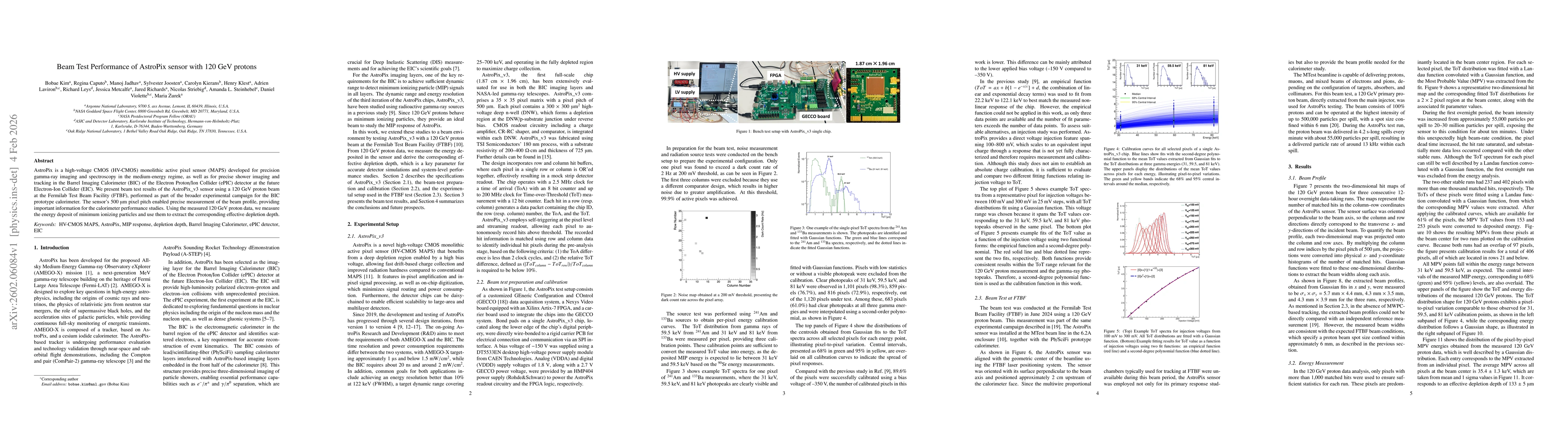Thumbnail for Beam Test Performance of AstroPix sensor with 120 GeV protons