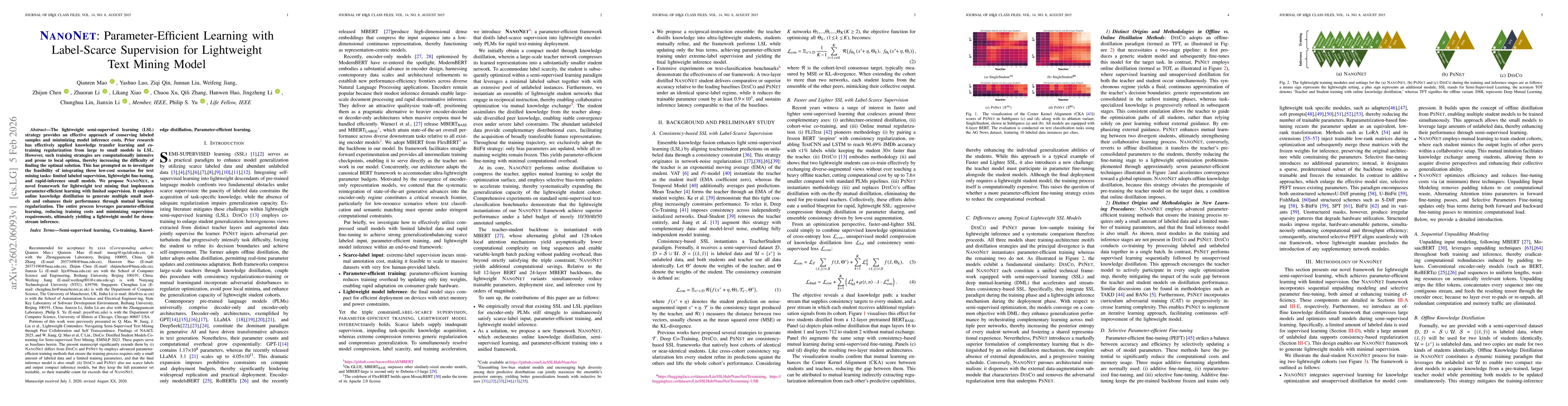 Thumbnail for NanoNet: Parameter-Efficient Learning with Label-Scarce Supervision for Lightweight Text Mining Model