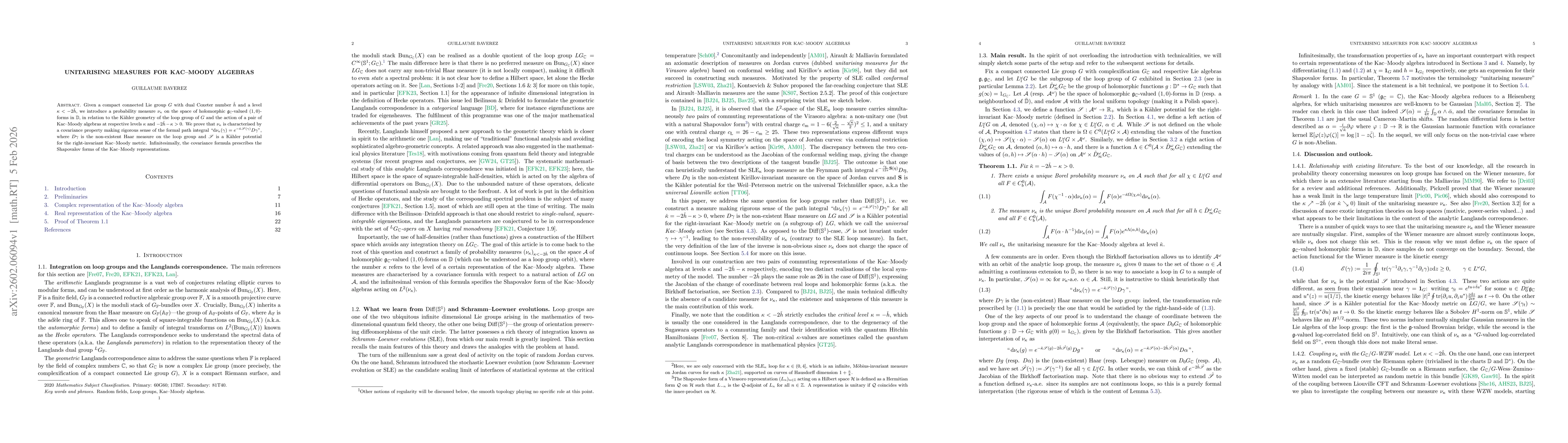 Thumbnail for Unitarising measures for Kac-Moody algebras