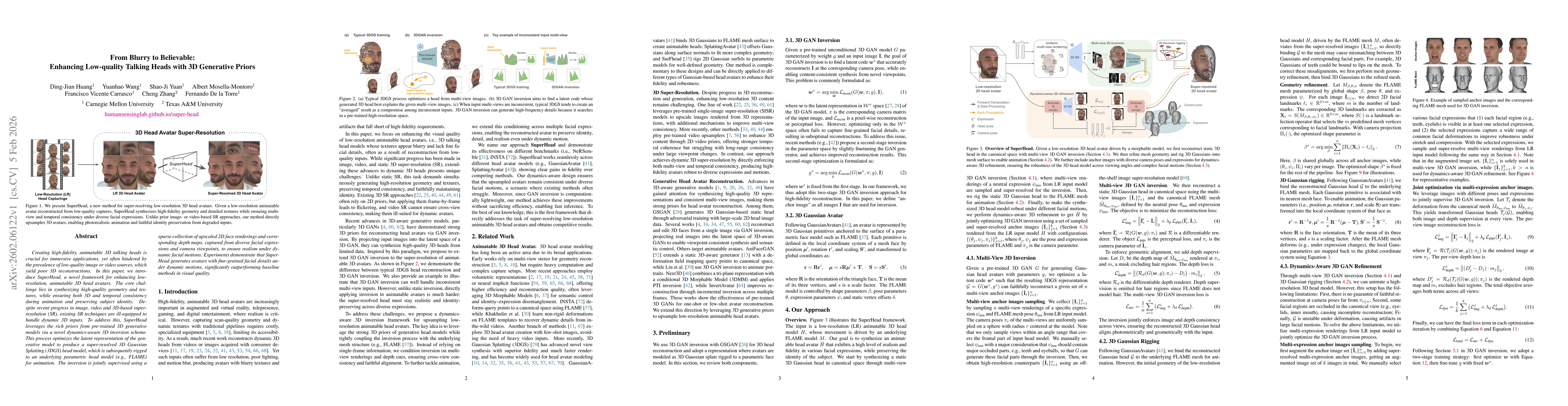Thumbnail for From Blurry to Believable: Enhancing Low-quality Talking Heads with 3D Generative Priors