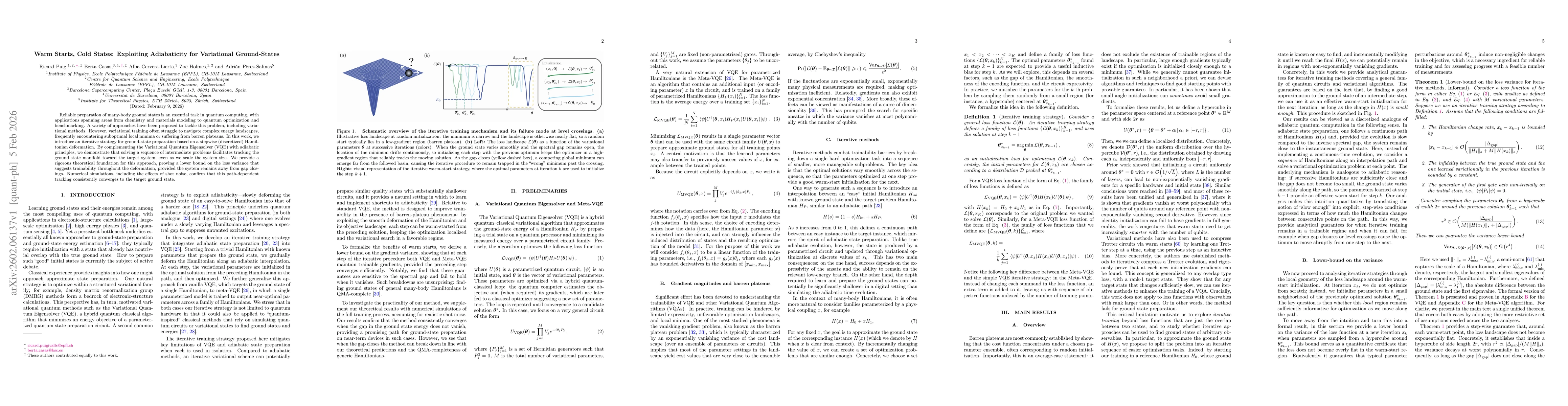 Thumbnail for Warm Starts, Cold States: Exploiting Adiabaticity for Variational Ground-States