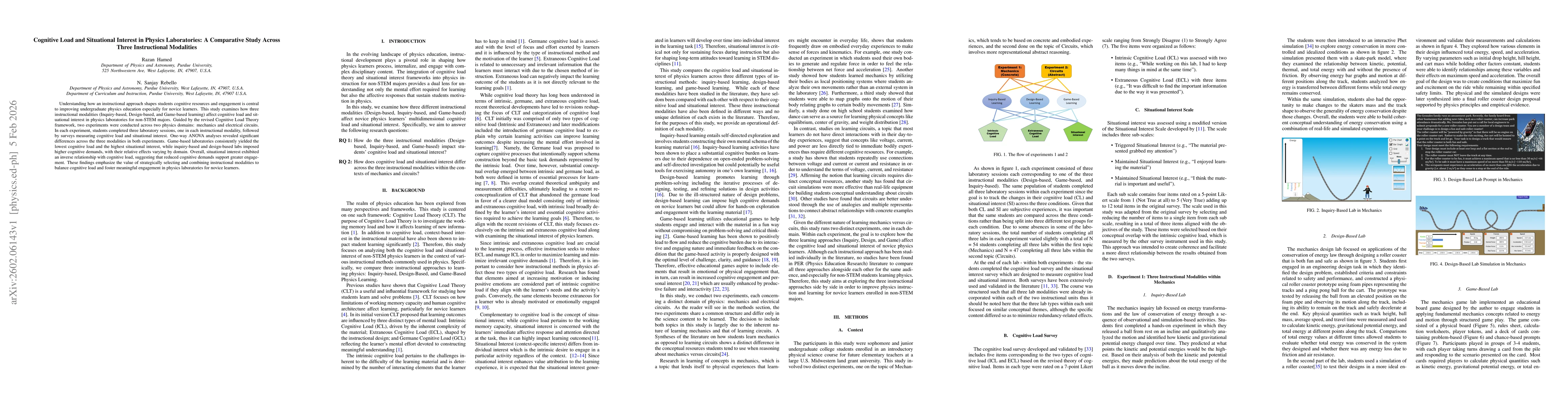 Thumbnail for Cognitive Load and Situational Interest in Physics Laboratories: A Comparative Study Across Three Instructional Modalities