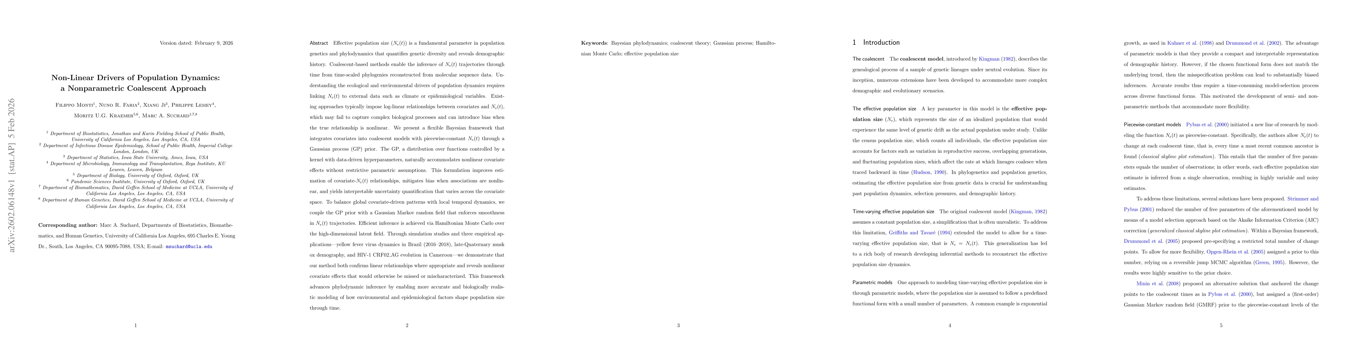 Thumbnail for Non-Linear Drivers of Population Dynamics: a Nonparametric Coalescent Approach