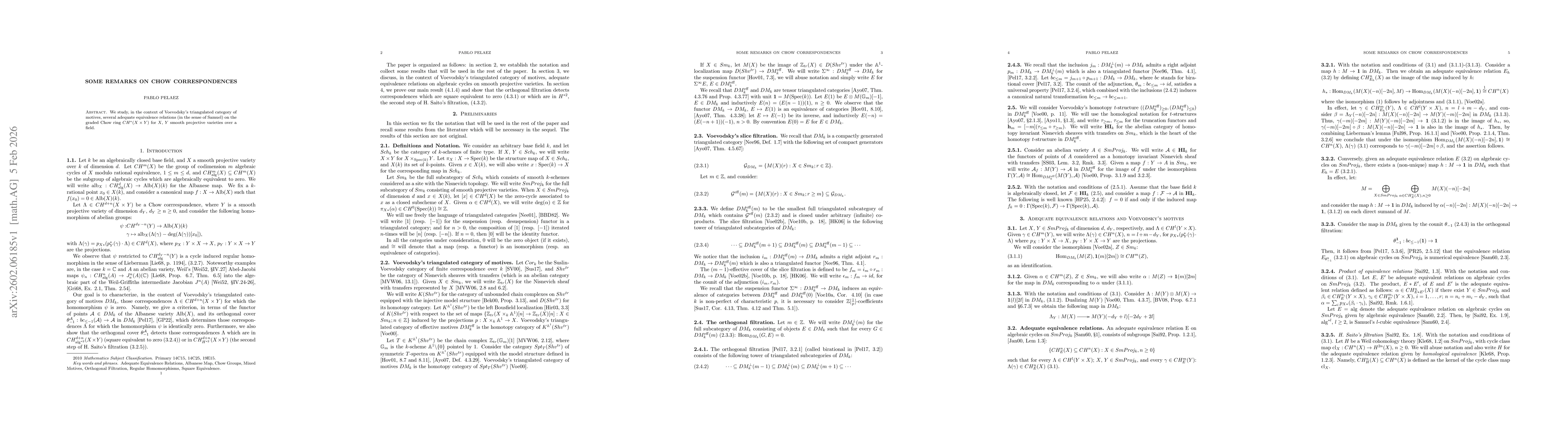 Thumbnail for Some remarks on Chow correspondences