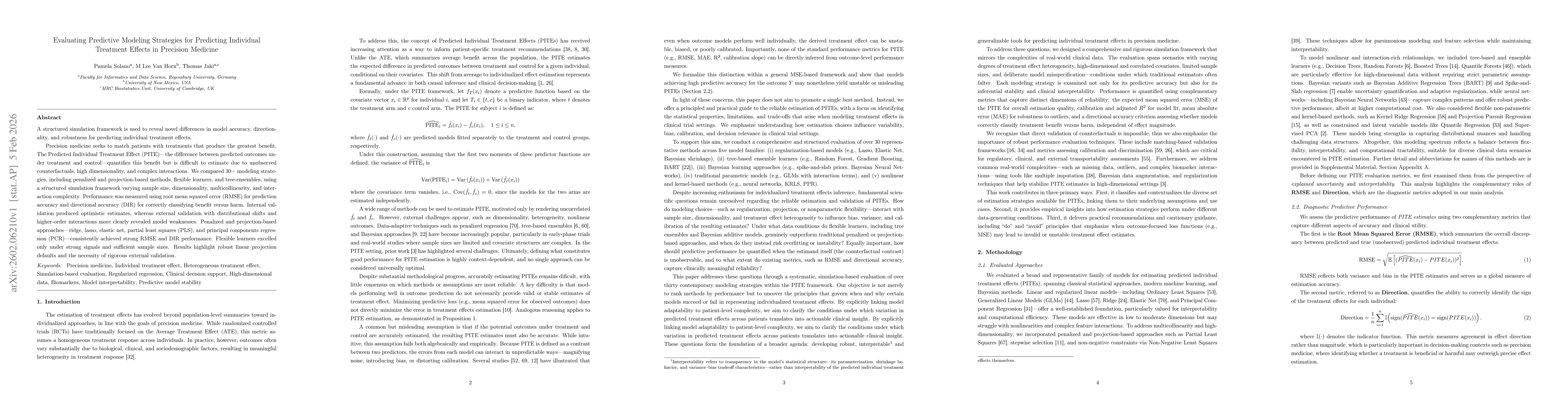 Thumbnail for Evaluating Predictive Modeling Strategies for Predicting Individual Treatment Effects in Precision Medicine