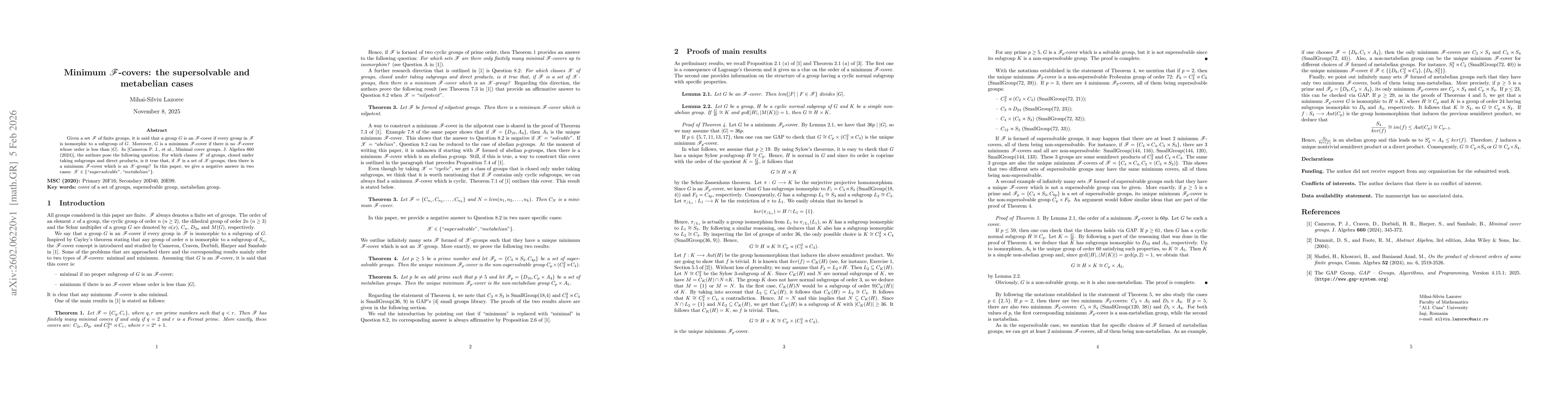 Thumbnail for Minimum $\mathcal{F}$-covers: the supersolvable and metabelian cases
