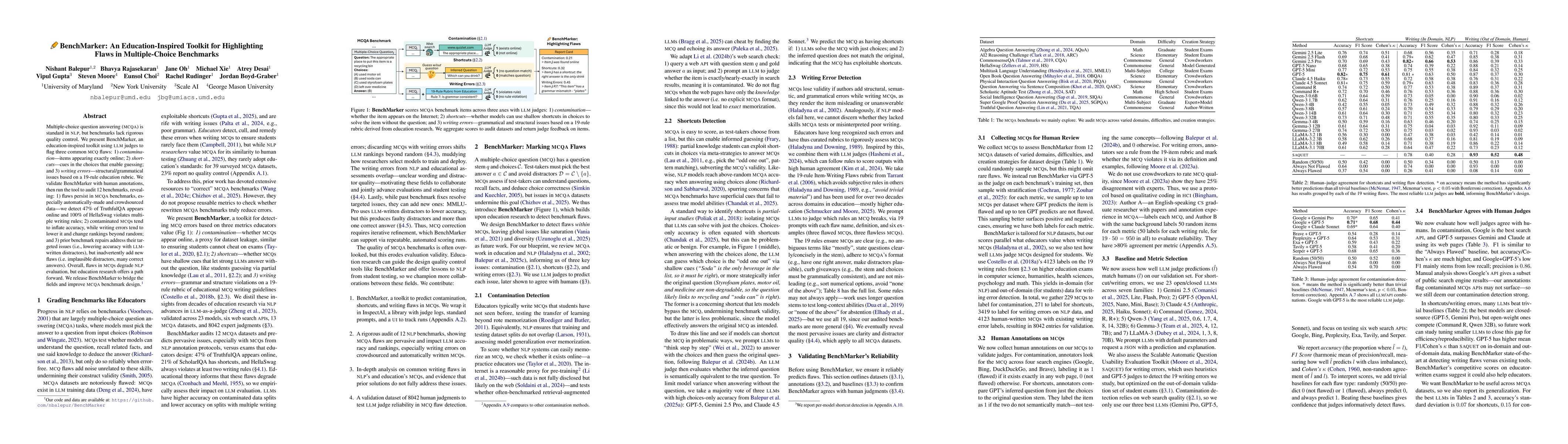 Thumbnail for BenchMarker: An Education-Inspired Toolkit for Highlighting Flaws in Multiple-Choice Benchmarks