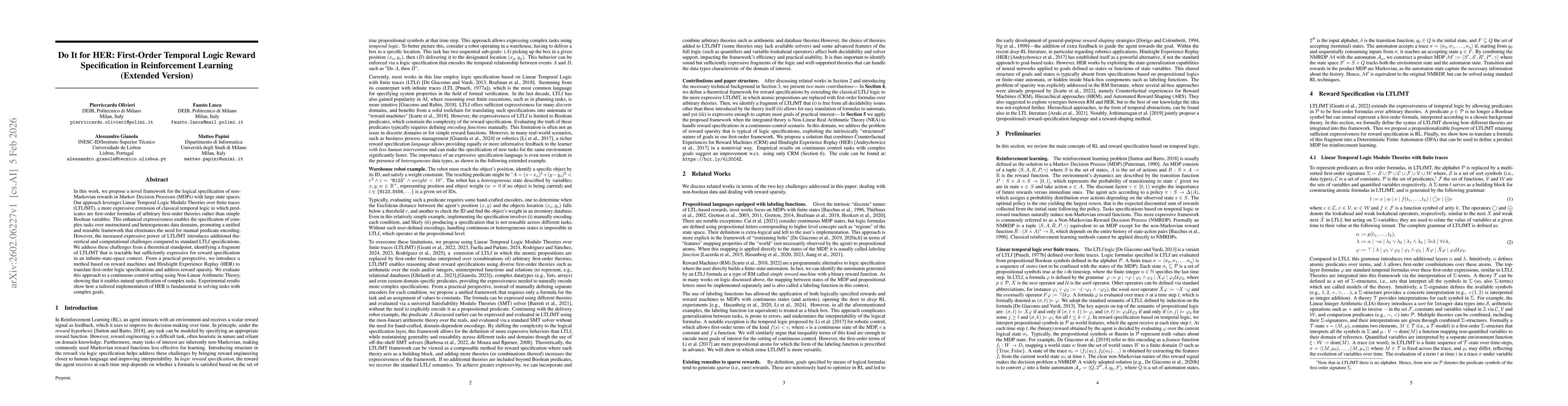 Thumbnail for Do It for HER: First-Order Temporal Logic Reward Specification in Reinforcement Learning (Extended Version)