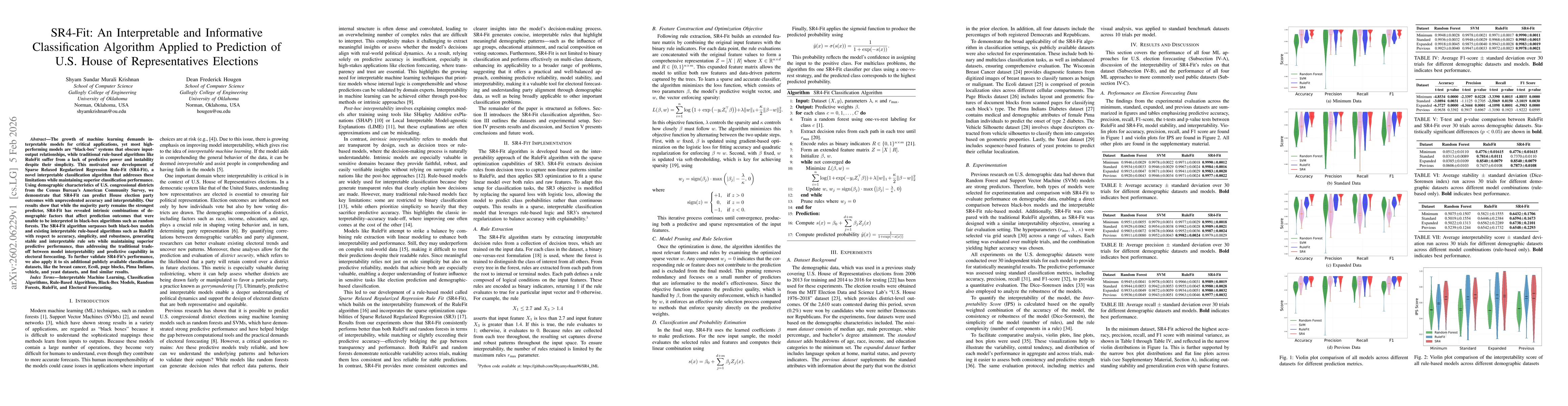 Thumbnail for SR4-Fit: An Interpretable and Informative Classification Algorithm Applied to Prediction of U.S. House of Representatives Elections