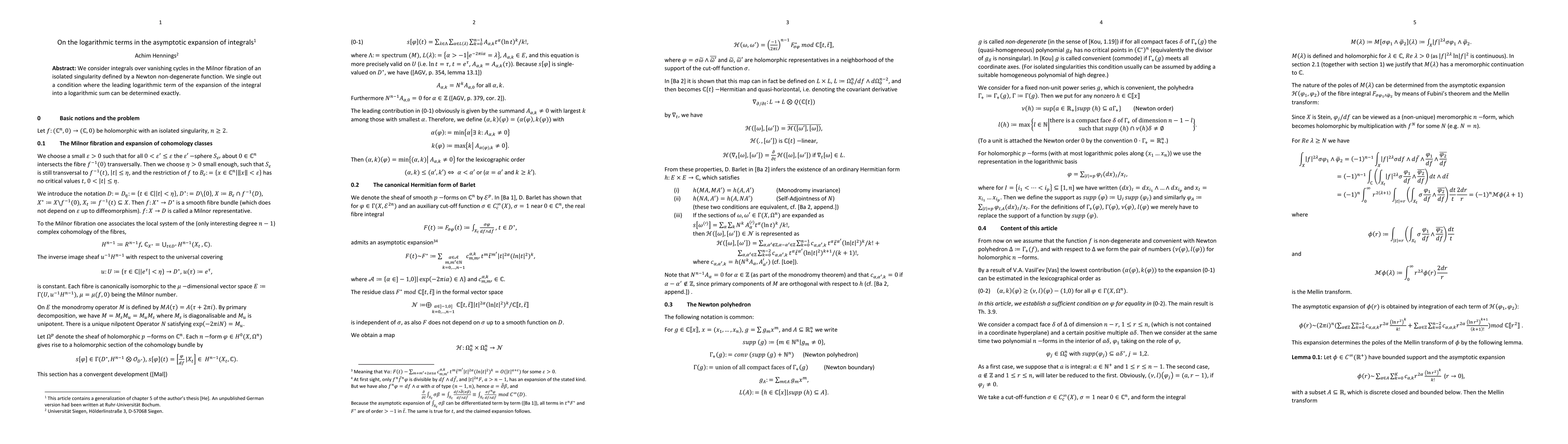 Thumbnail for On the logarithmic terms in the asymptotic expansion of integrals