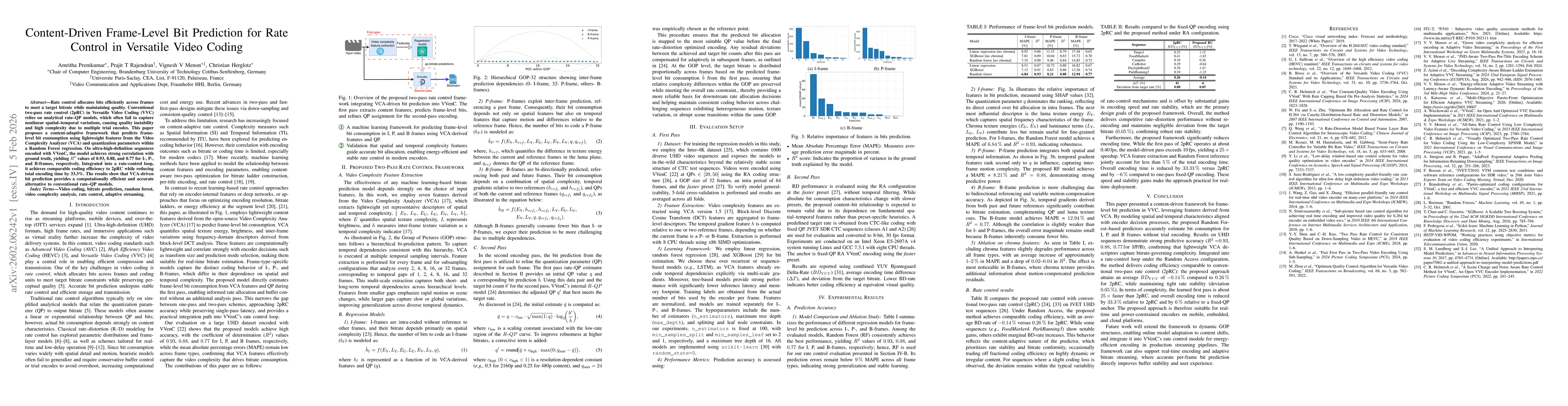 Thumbnail for Content-Driven Frame-Level Bit Prediction for Rate Control in Versatile Video Coding
