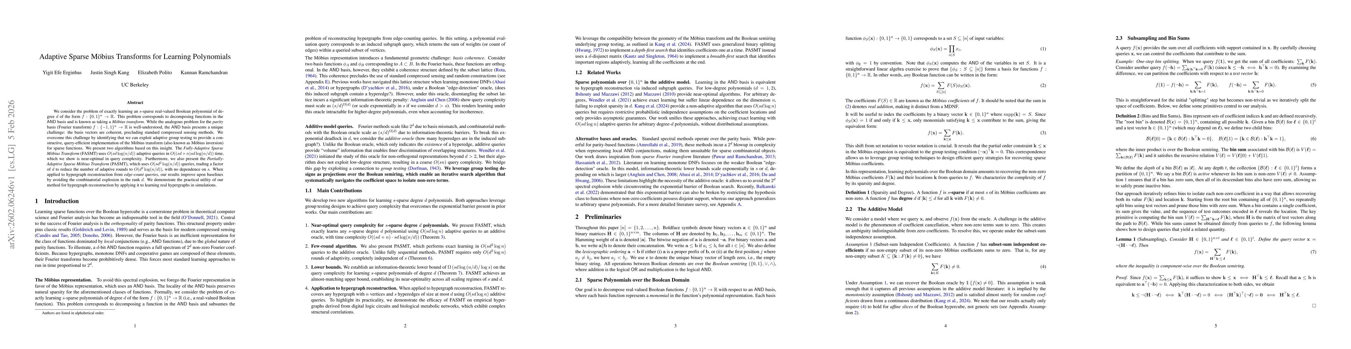 Thumbnail for Adaptive Sparse Möbius Transforms for Learning Polynomials