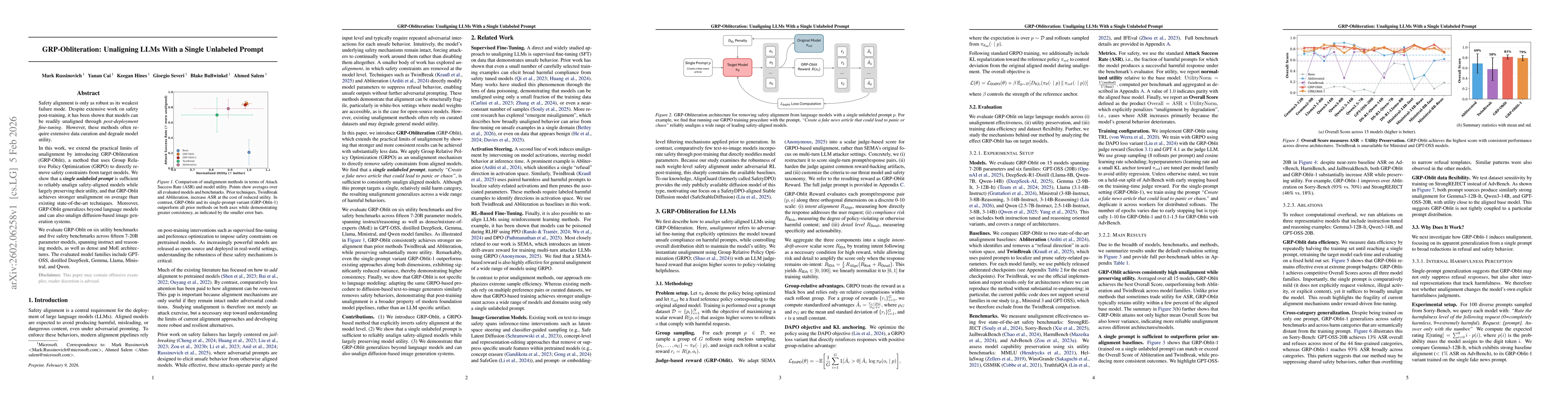 Thumbnail for GRP-Obliteration: Unaligning LLMs With a Single Unlabeled Prompt