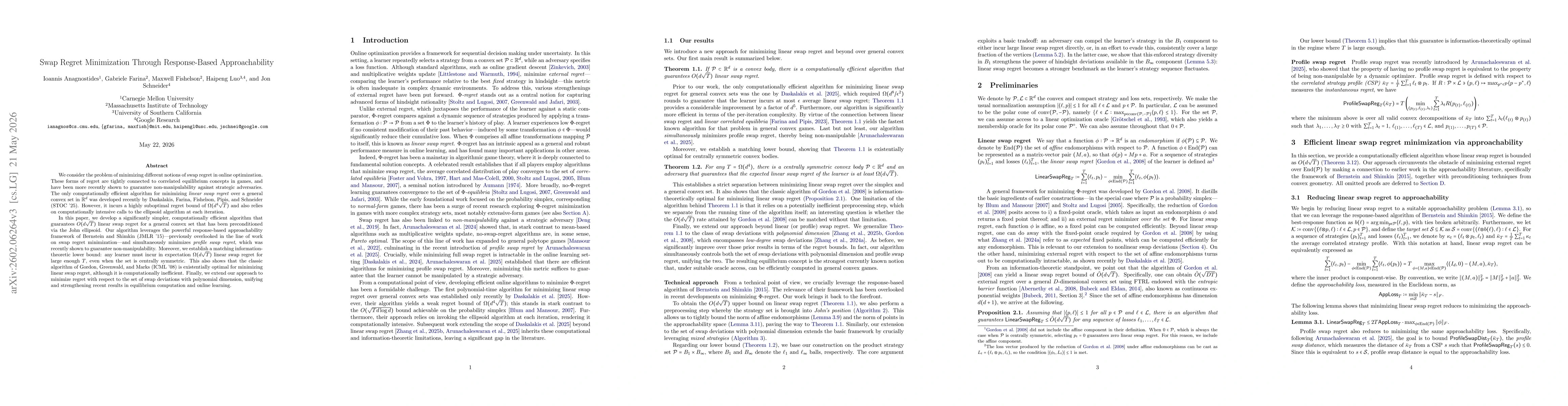 Thumbnail for Swap Regret Minimization Through Response-Based Approachability