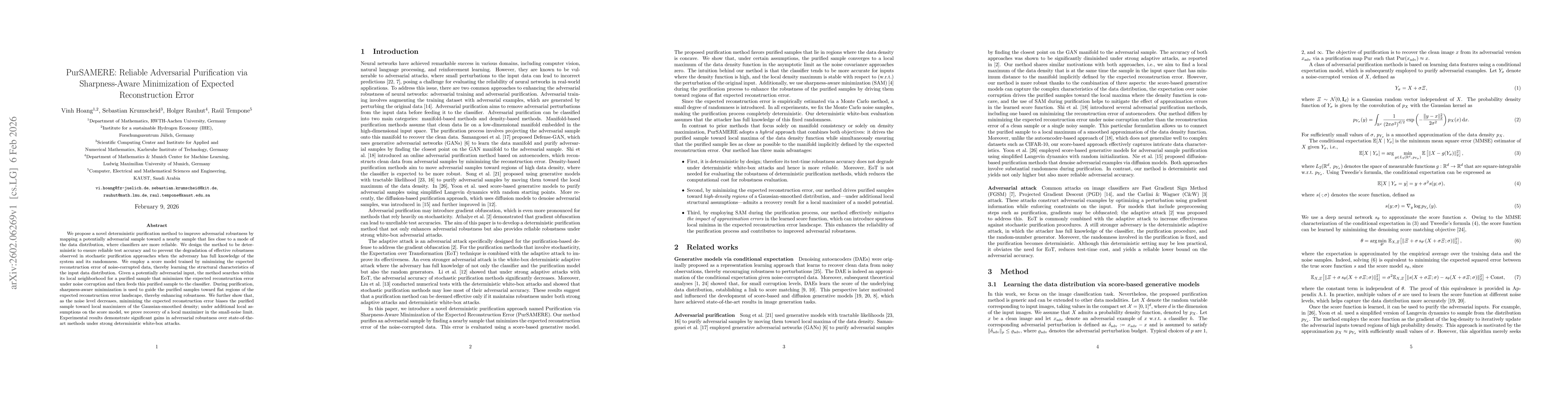 Thumbnail for PurSAMERE: Reliable Adversarial Purification via Sharpness-Aware Minimization of Expected Reconstruction Error