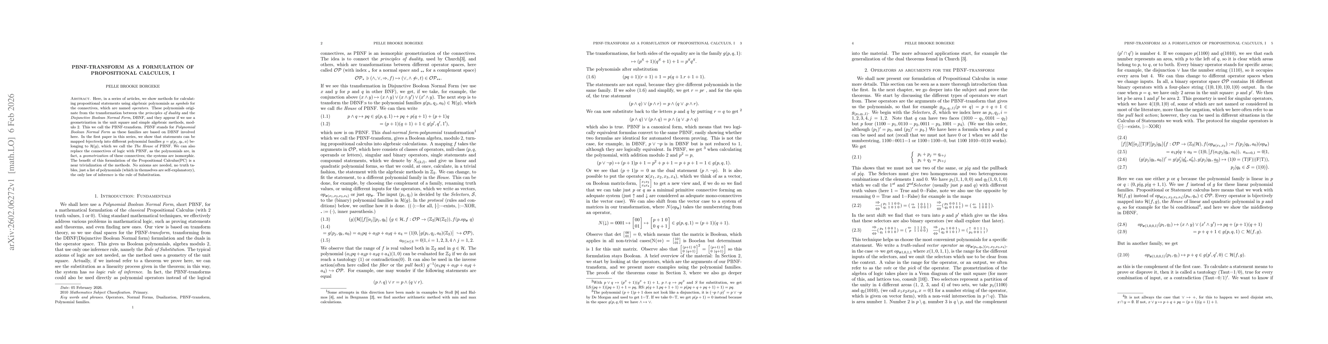 Thumbnail for PBNF-transform as a formulation of Propositional Calculus, I