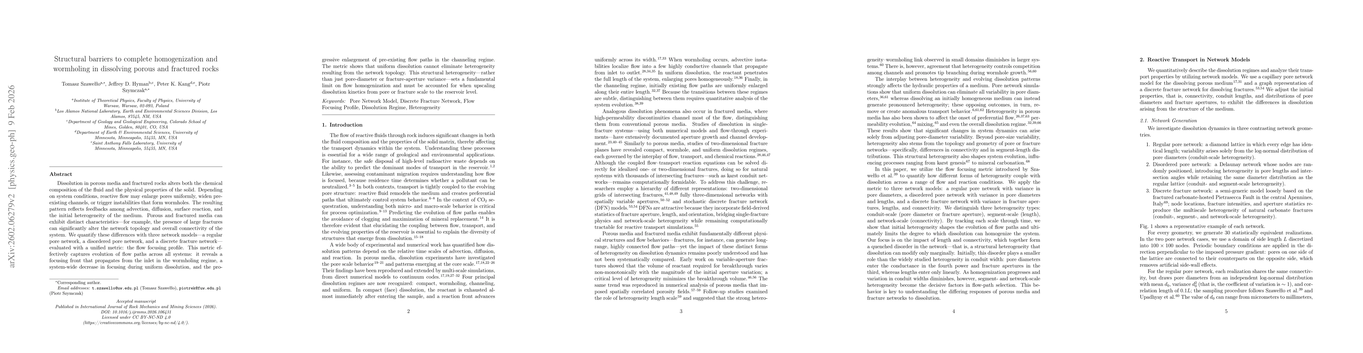 Thumbnail for Structural barriers to complete homogenization and wormholing in dissolving porous and fractured rocks