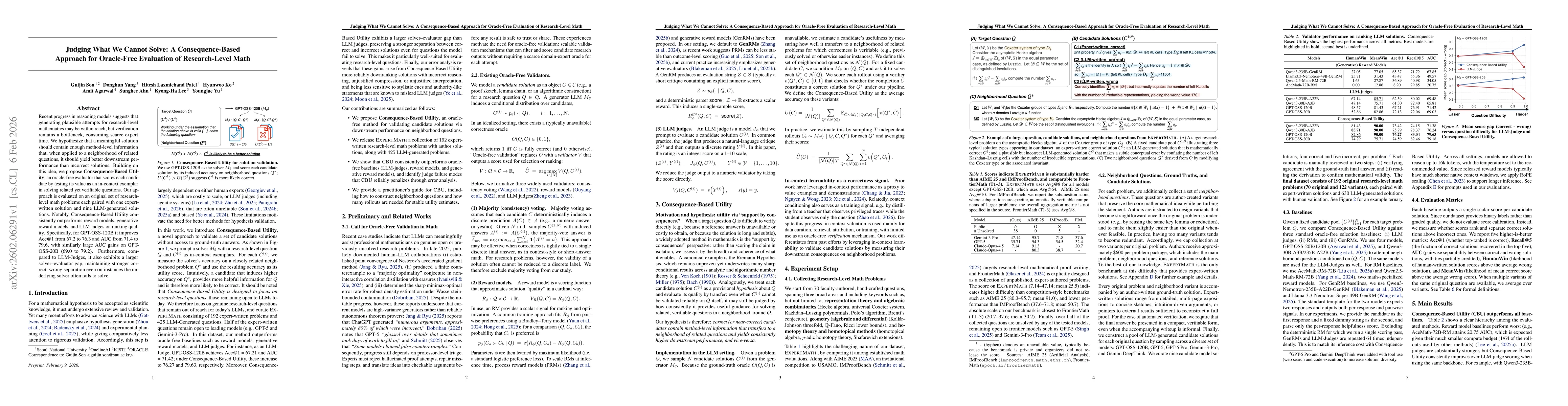 Thumbnail for Judging What We Cannot Solve: A Consequence-Based Approach for Oracle-Free Evaluation of Research-Level Math
