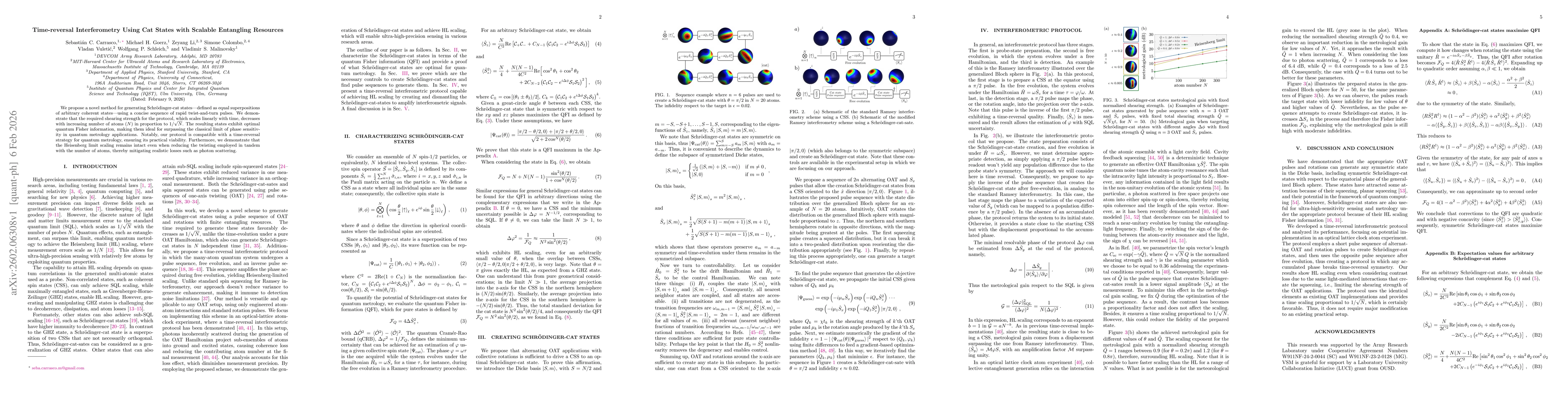 Thumbnail for Time-reversal Interferometry Using Cat States with Scalable Entangling Resources