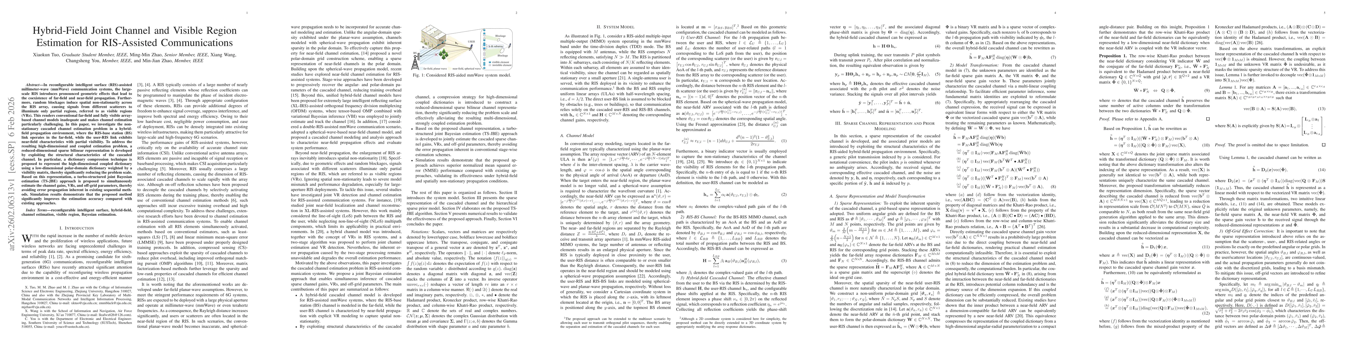 Thumbnail for Hybrid-Field Joint Channel and Visible Region Estimation for RIS-Assisted Communications