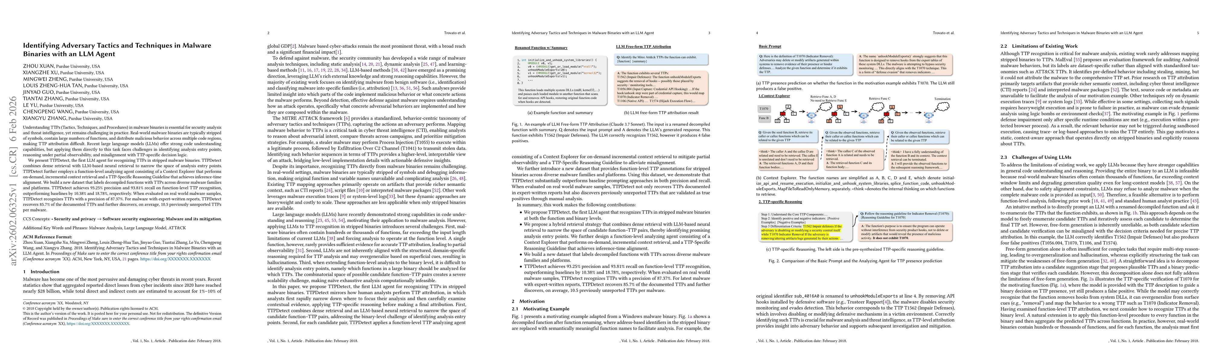 Thumbnail for Identifying Adversary Tactics and Techniques in Malware Binaries with an LLM Agent