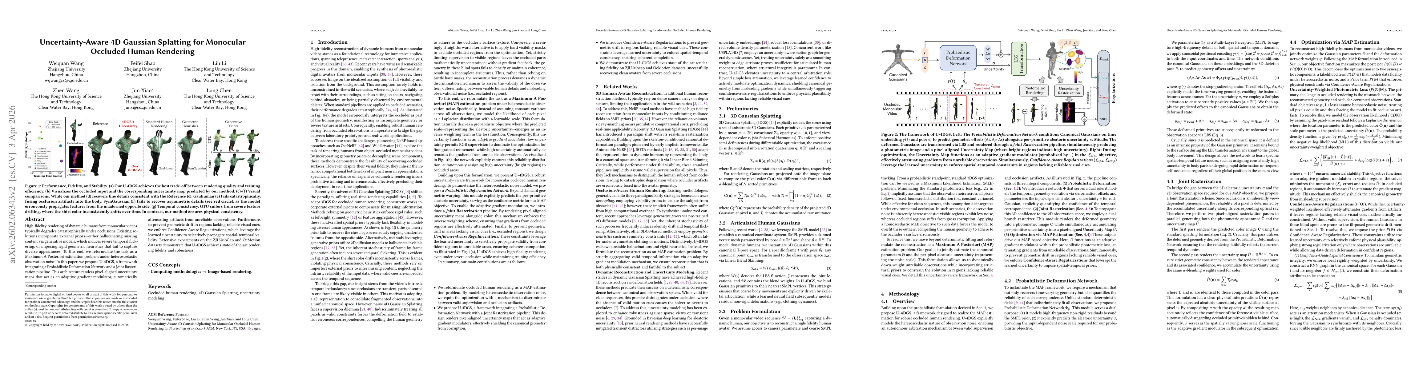 Thumbnail for Uncertainty-Aware 4D Gaussian Splatting for Monocular Occluded Human Rendering