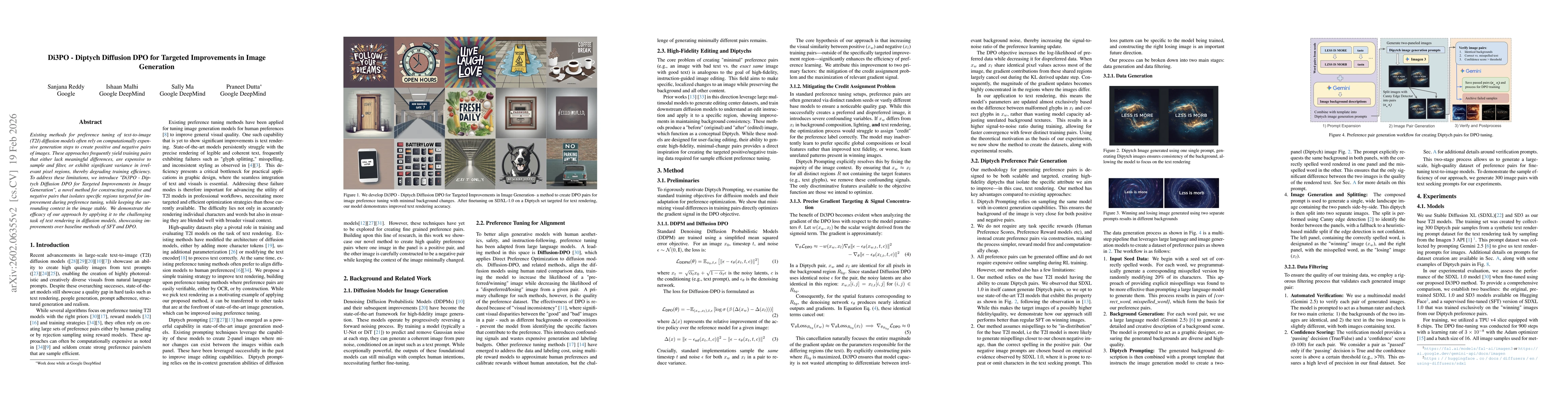 Thumbnail for Di3PO -- Diptych Diffusion DPO for Targeted Improvements in Image