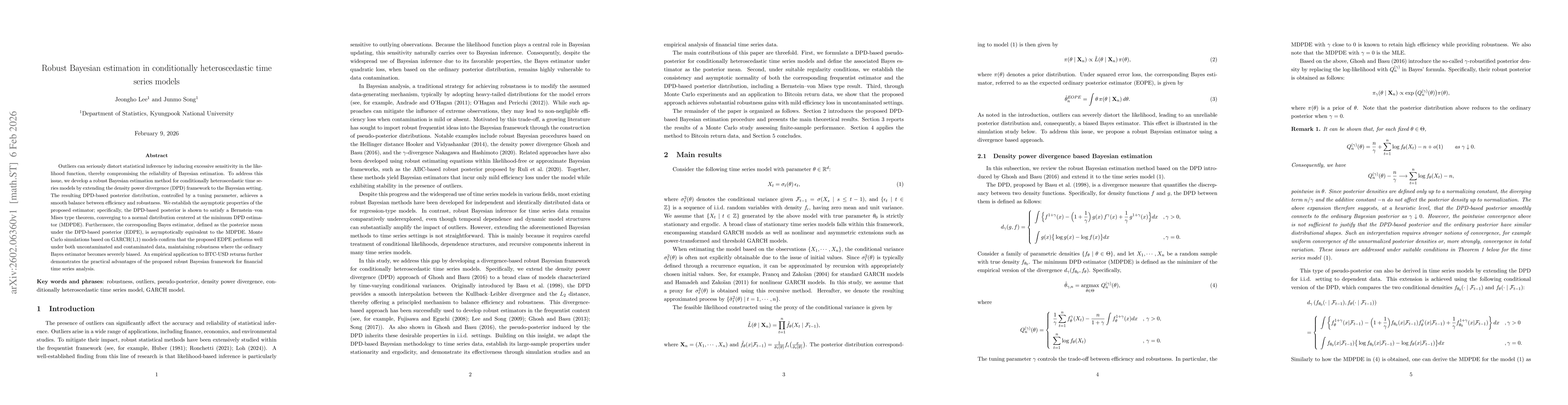 Thumbnail for Robust Bayesian estimation in conditionally heteroscedastic time series models