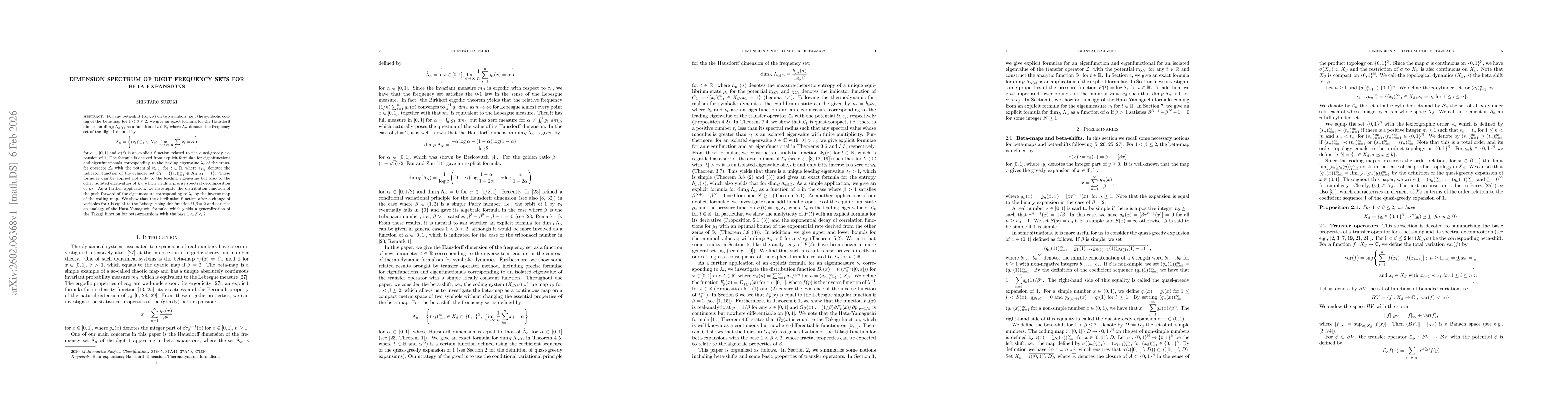 Thumbnail for Dimension spectrum of digit frequency sets for beta-expansions