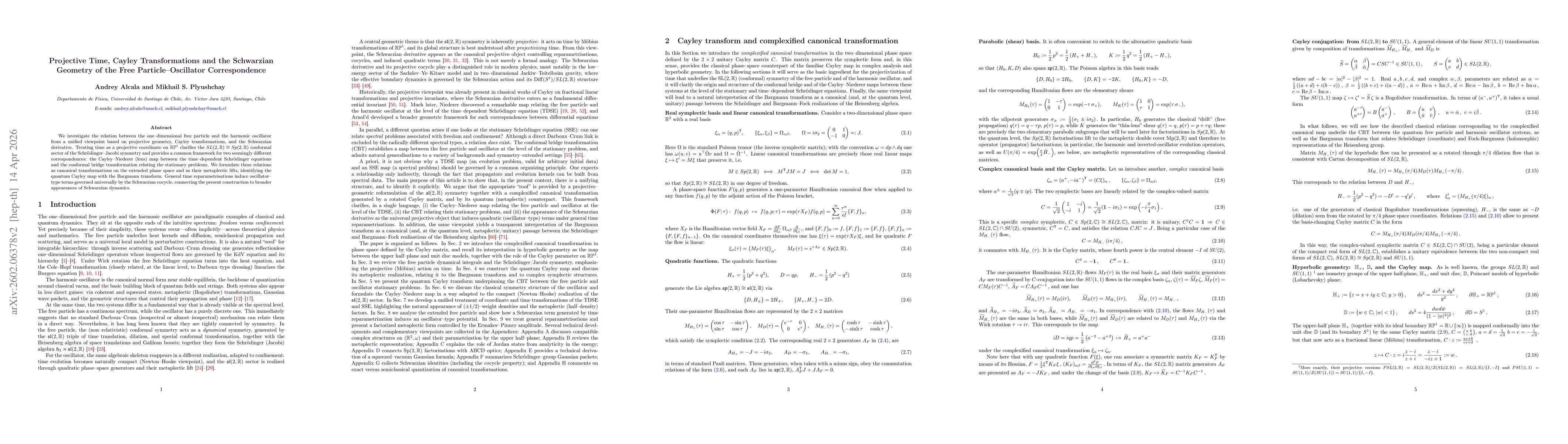 Thumbnail for Projective Time, Cayley Transformations and the Schwarzian Geometry of the Free Particle--Oscillator Correspondence