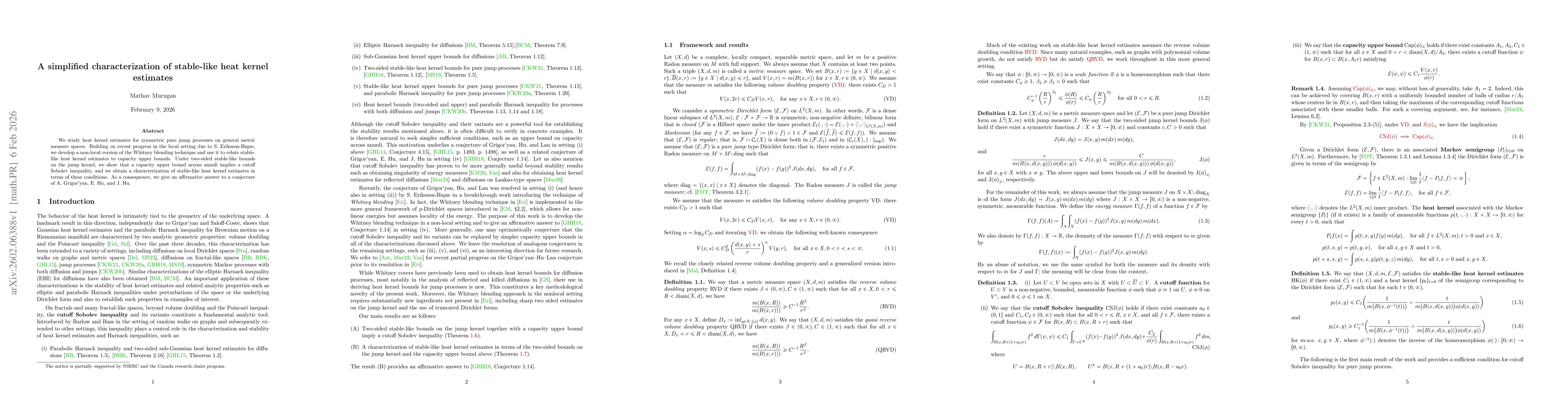 Thumbnail for A simplified characterization of stable-like heat kernel estimates