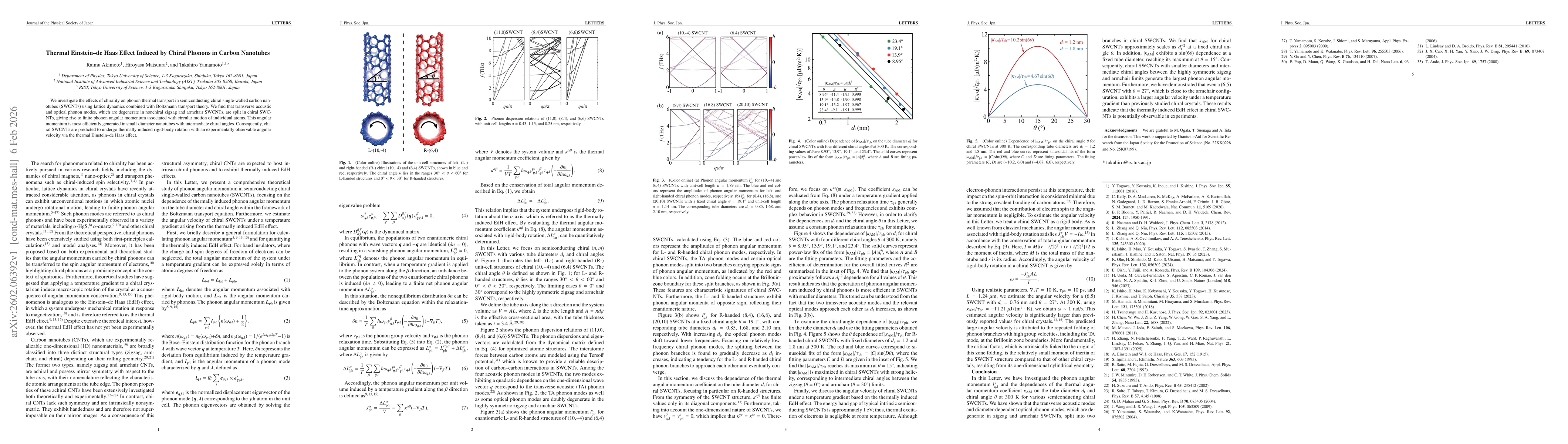 Thumbnail for Thermal Einstein-de Haas Effect Induced by Chiral Phonons in Carbon Nanotubes