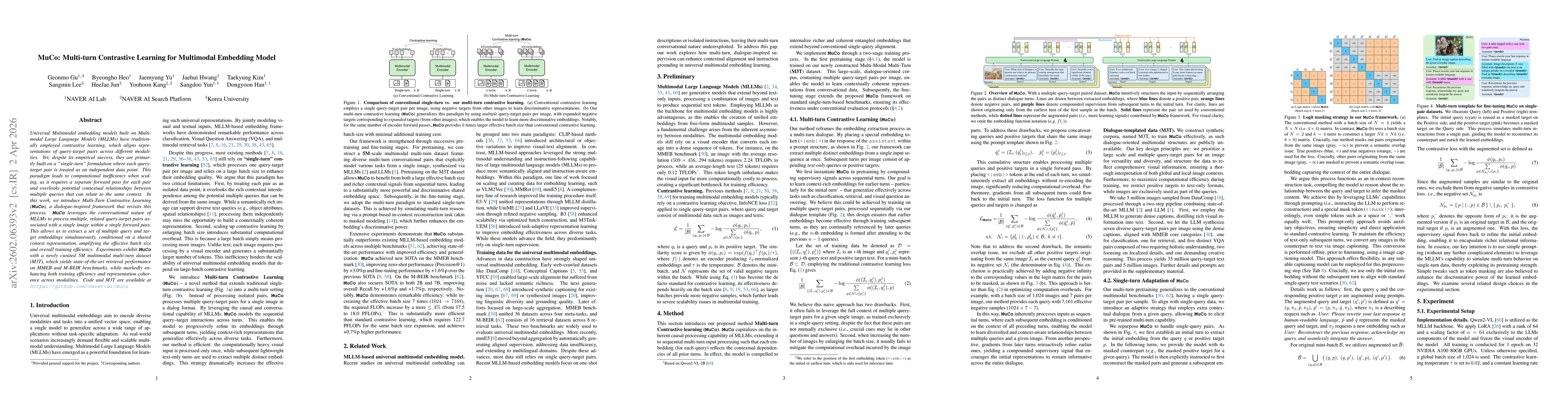 Thumbnail for MuCo: Multi-turn Contrastive Learning for Multimodal Embedding Model