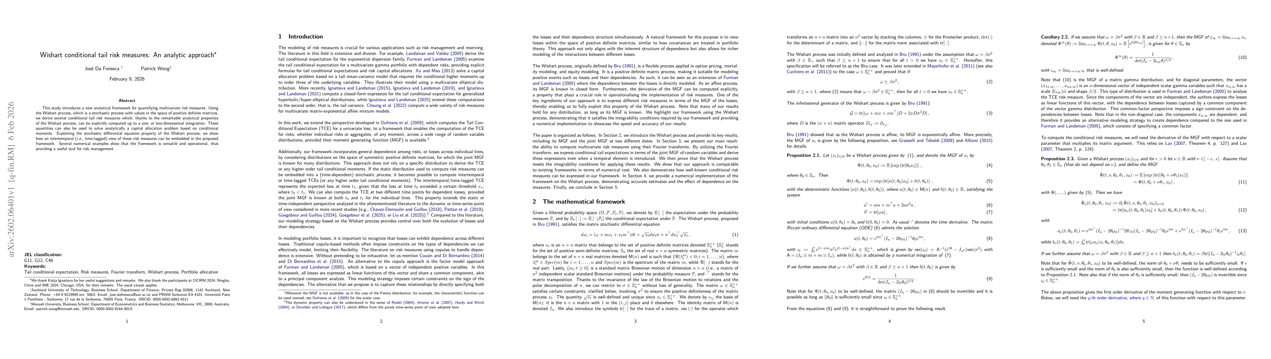 Thumbnail for Wishart conditional tail risk measures: An analytic approach