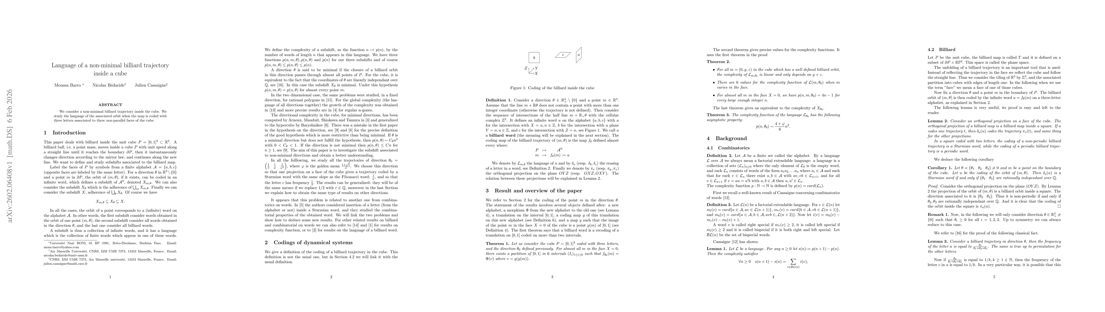 Thumbnail for Language of a non-minimal billiard trajectory inside a cube