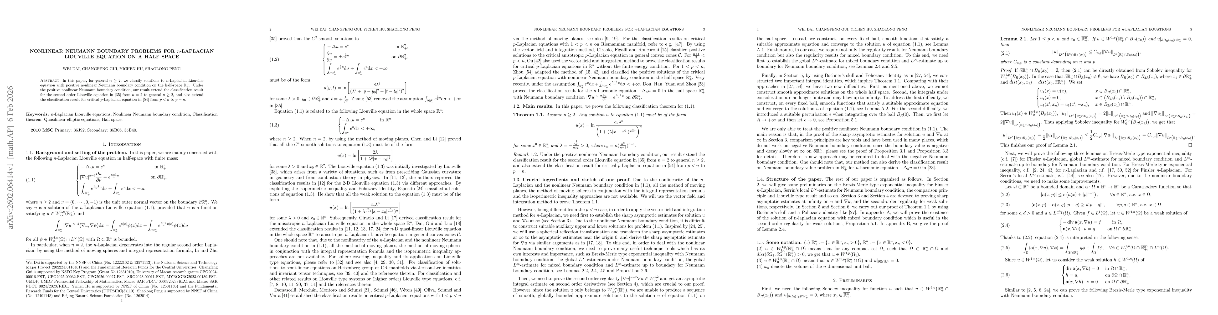 Thumbnail for Nonlinear Neumann boundary problems for $n$-Laplacian Liouville equation on a half space