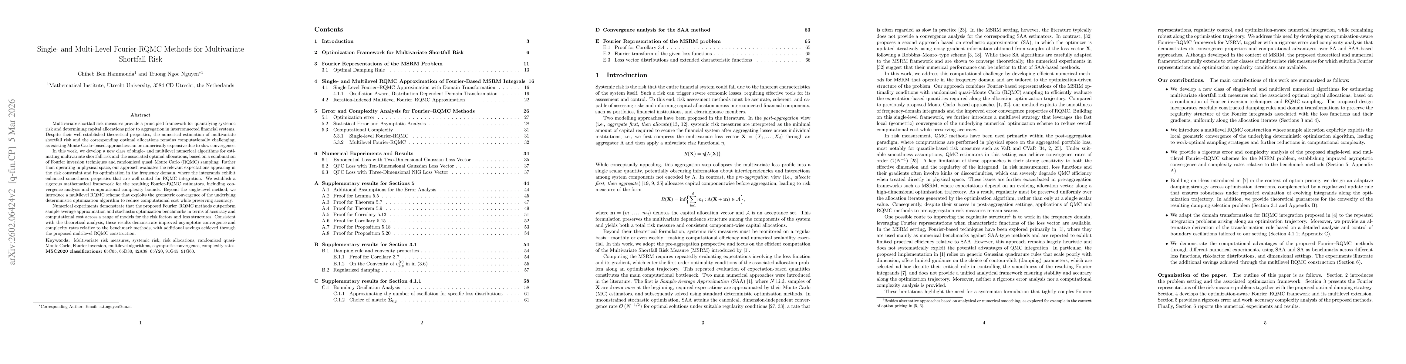 Thumbnail for Single- and Multi-Level Fourier-RQMC Methods for Multivariate Shortfall Risk