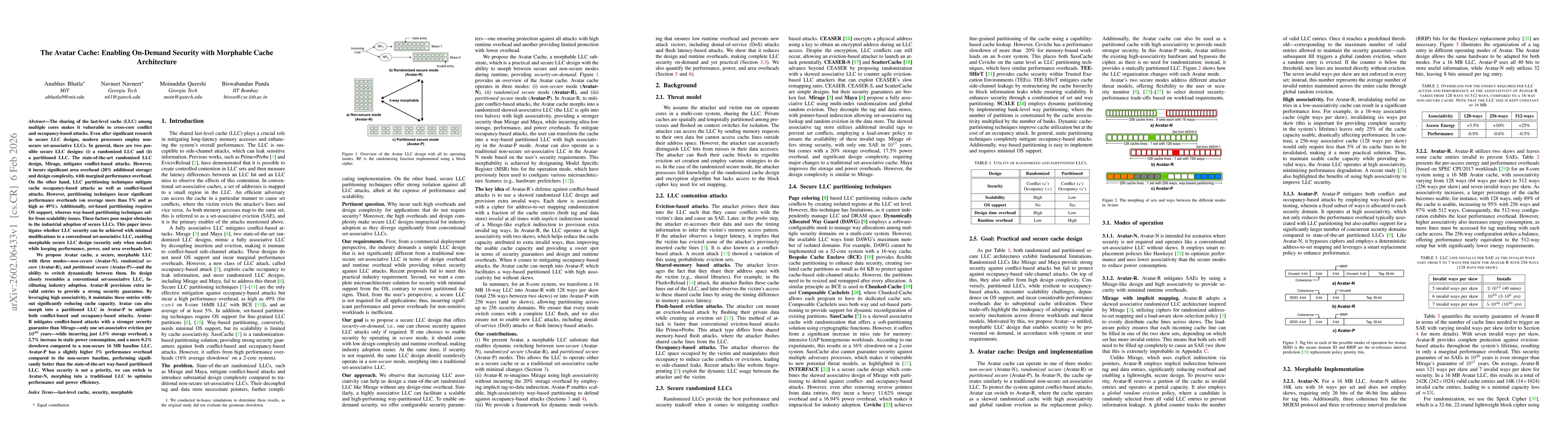 Thumbnail for The Avatar Cache: Enabling On-Demand Security with Morphable Cache Architecture