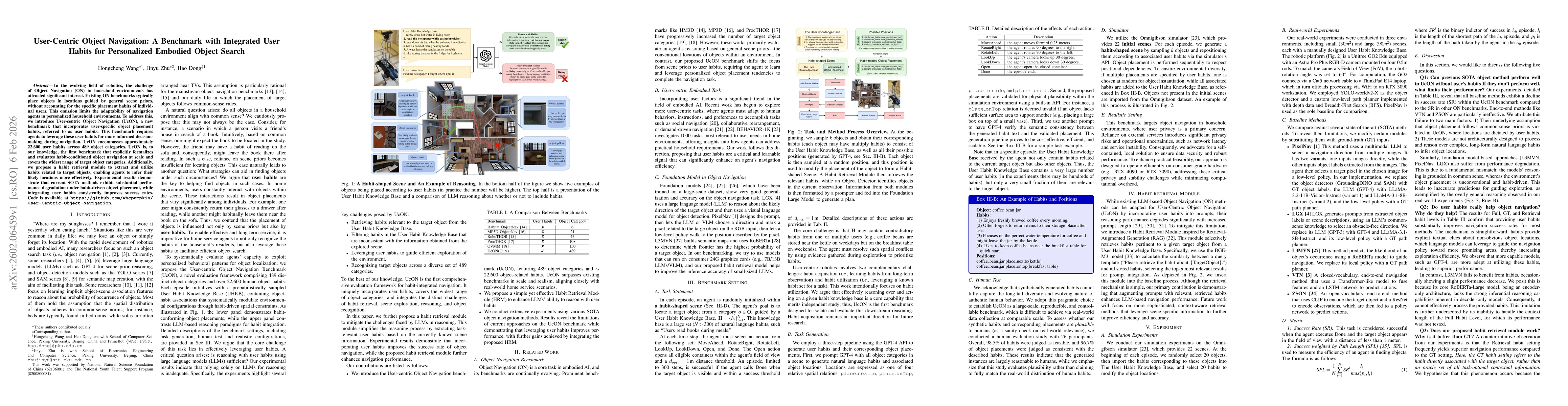 Thumbnail for User-Centric Object Navigation: A Benchmark with Integrated User Habits for Personalized Embodied Object Search