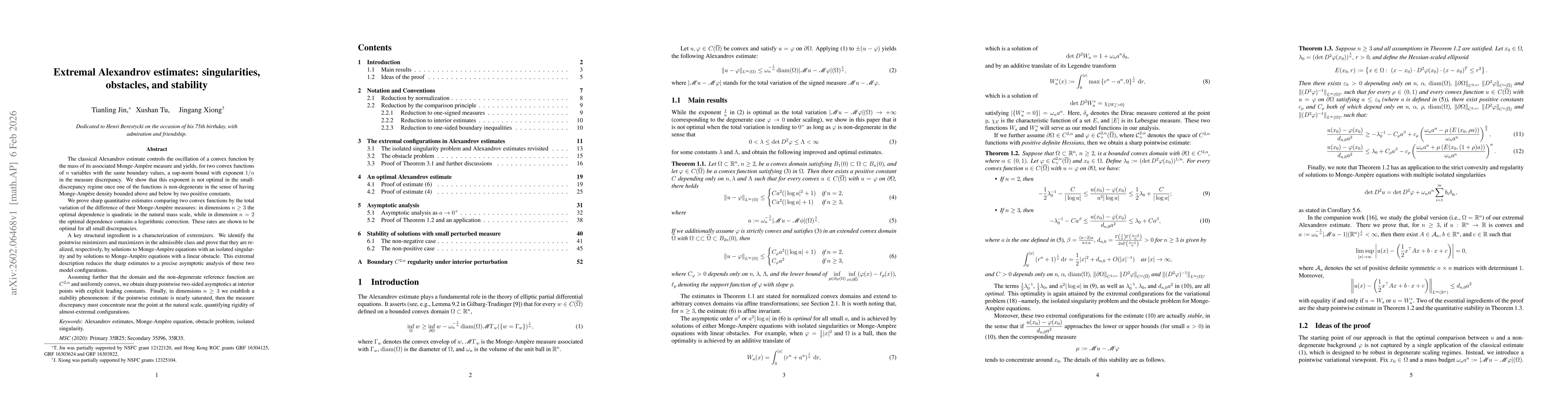 Thumbnail for Extremal Alexandrov estimates: singularities, obstacles, and stability
