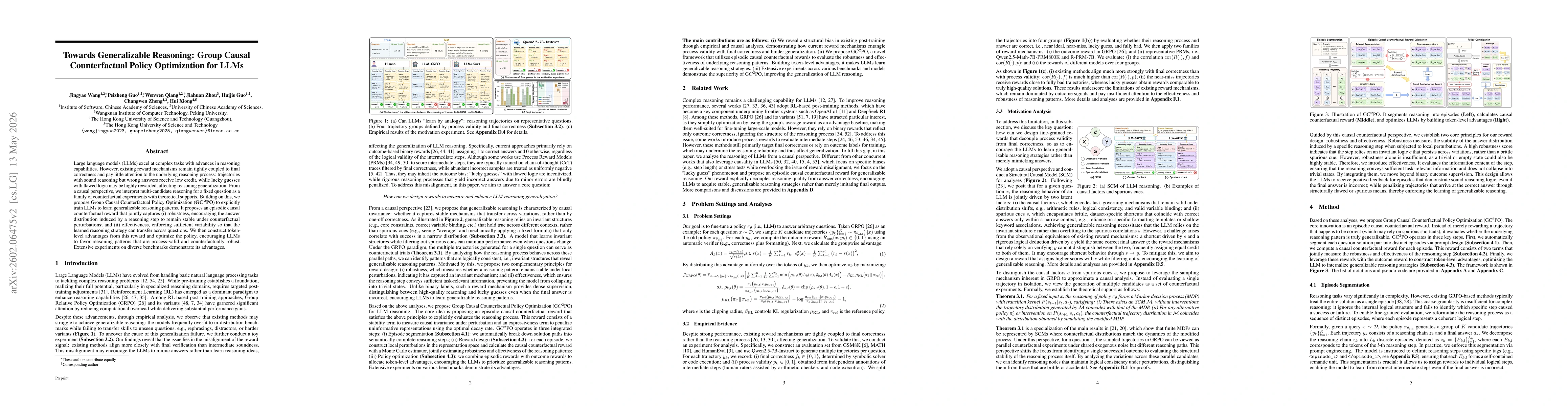 Thumbnail for Towards Generalizable Reasoning: Group Causal Counterfactual Policy Optimization for LLM Reasoning