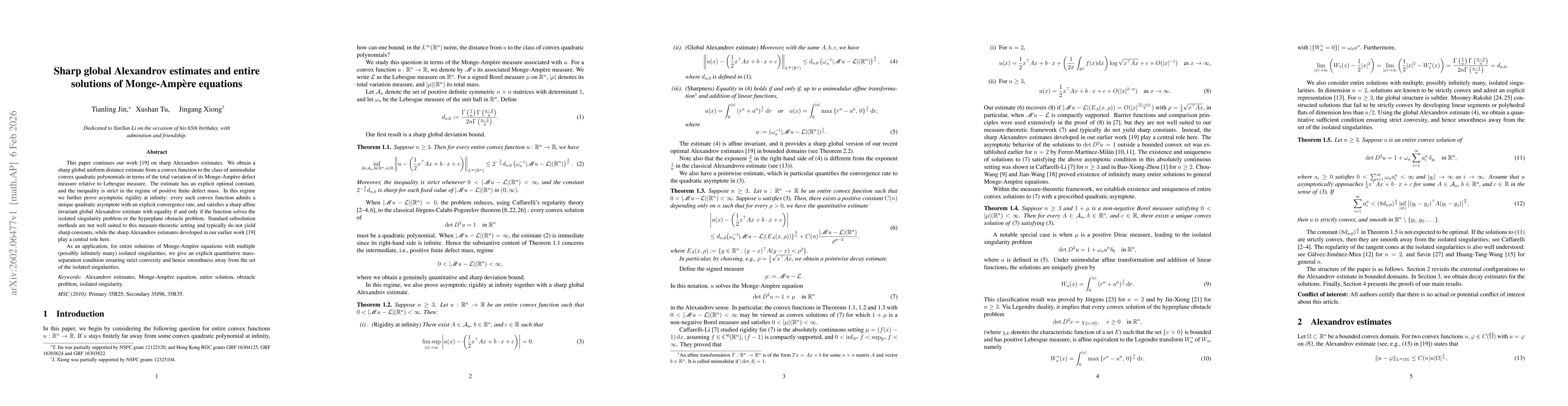 Thumbnail for Sharp global Alexandrov estimates and entire solutions of Monge-Ampère equations