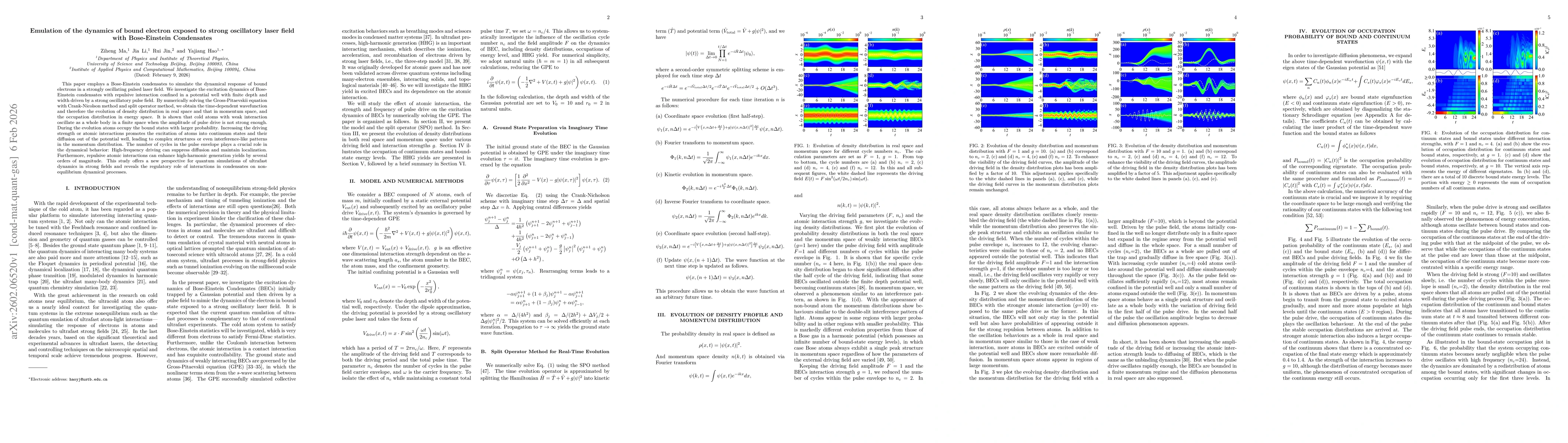 Thumbnail for Emulation of the dynamics of bound electron exposed to strong oscillatory laser field with Bose-Einstein Condensates