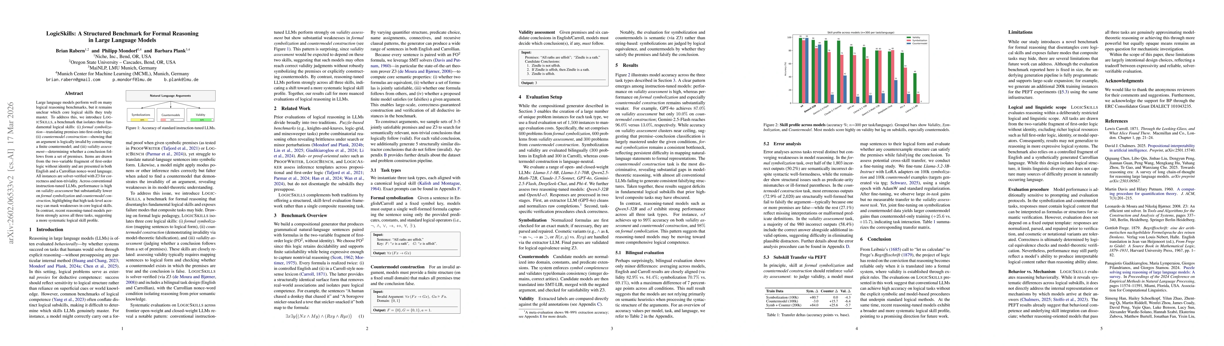 Thumbnail for LogicSkills: A Structured Benchmark for Formal Reasoning in Large Language Models