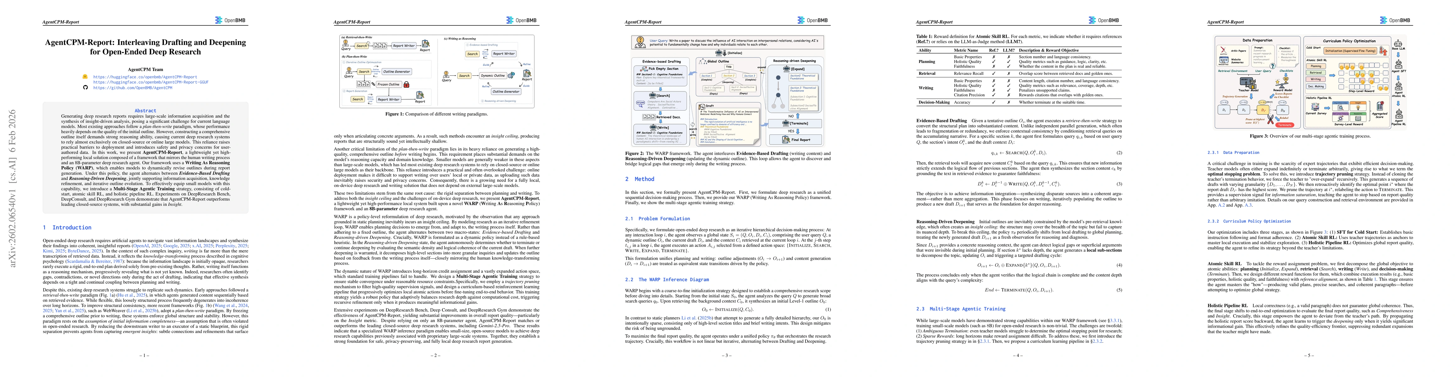 Thumbnail for AgentCPM-Report: Interleaving Drafting and Deepening for Open-Ended Deep Research