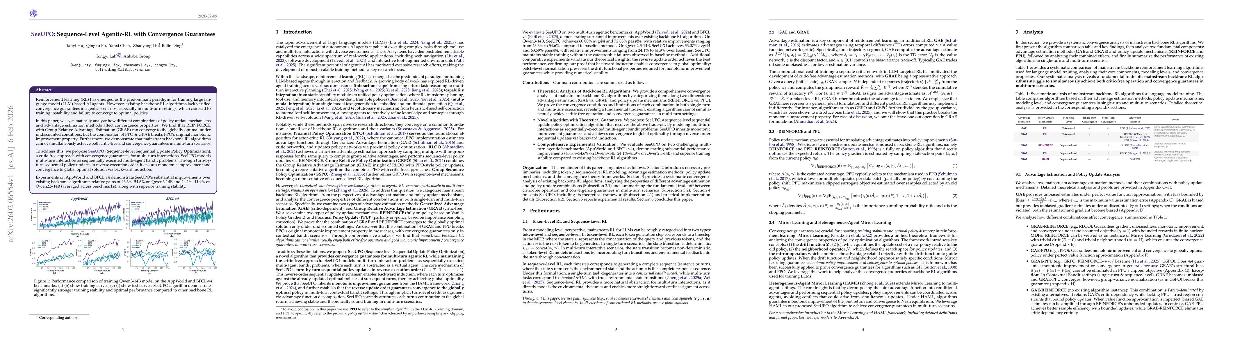 Thumbnail for SeeUPO: Sequence-Level Agentic-RL with Convergence Guarantees