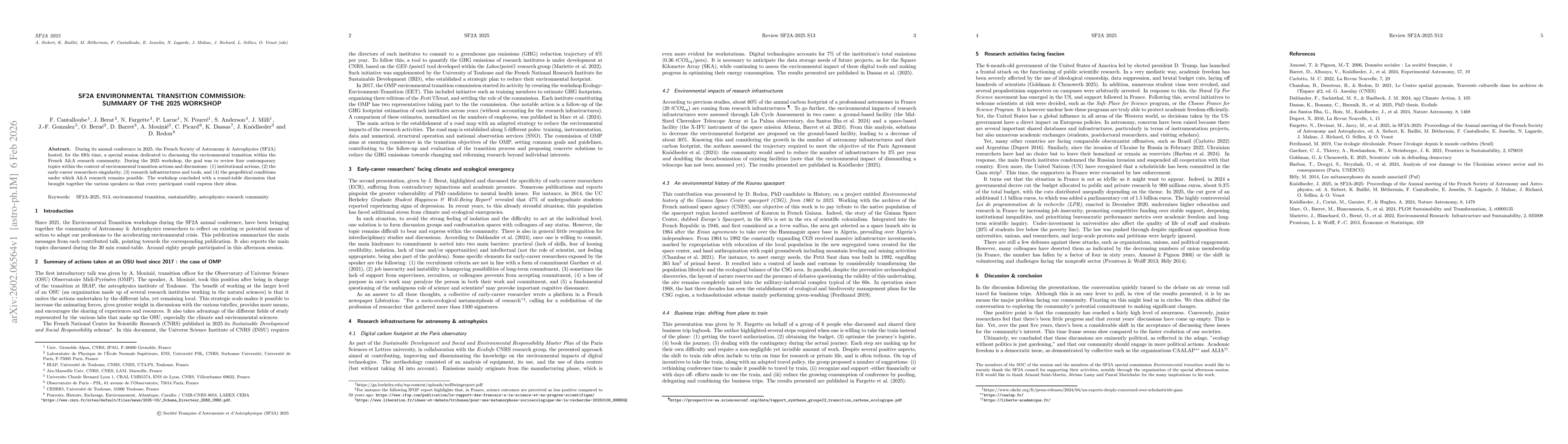 Thumbnail for SF2A Environmental Transition Commission: Summary of the 2025 workshop