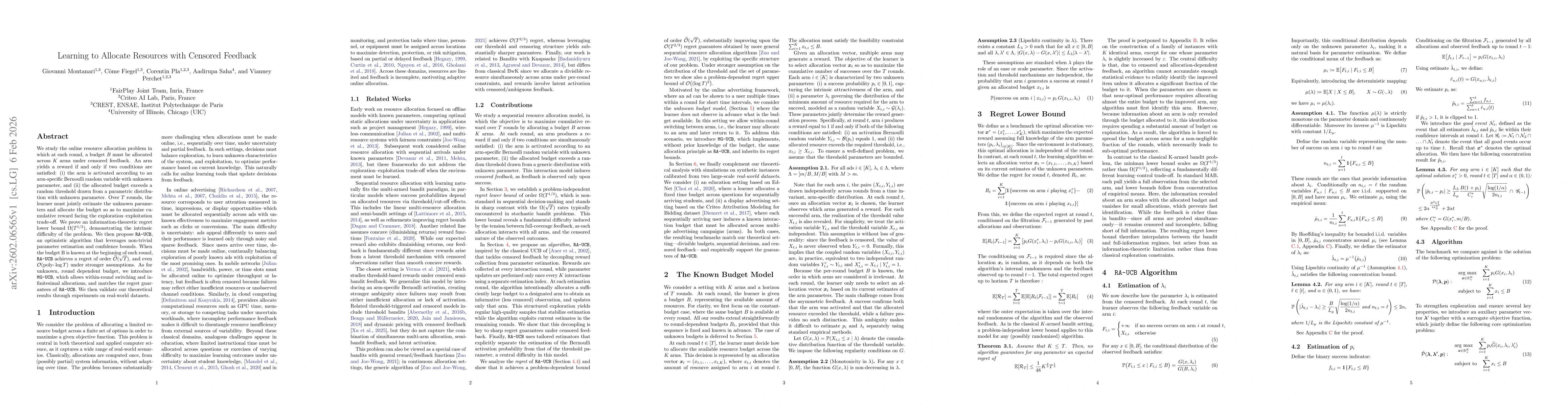 Thumbnail for Learning to Allocate Resources with Censored Feedback