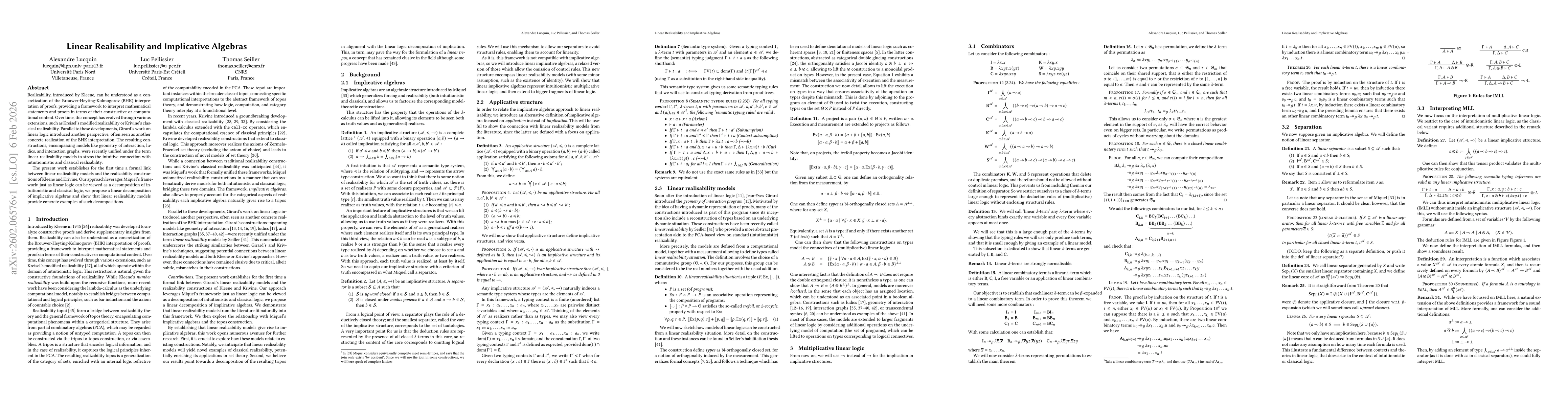 Thumbnail for Linear Realisability and Implicative Algebras