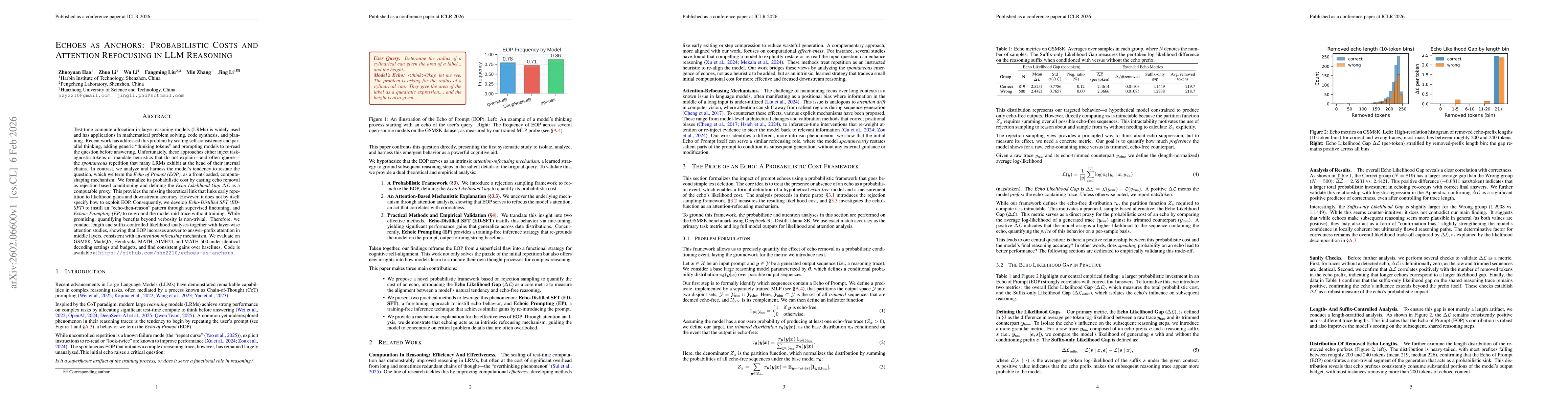 Thumbnail for Echoes as Anchors: Probabilistic Costs and Attention Refocusing in LLM Reasoning